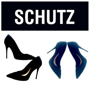 Schutz Black Nobuck Pointy Toe Shoes 10M